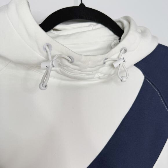 Tory Burch Sport XSmall XS White Navy Blue Reflective Stripe Hoodie Sweatshirt - Picture 6 of 12